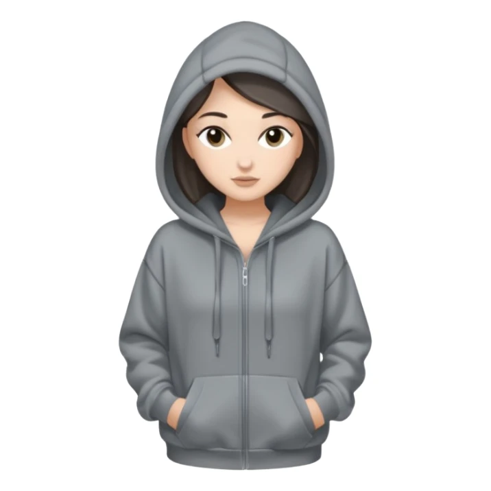 Sasha Gray in gray oversized hoodie full height sticker