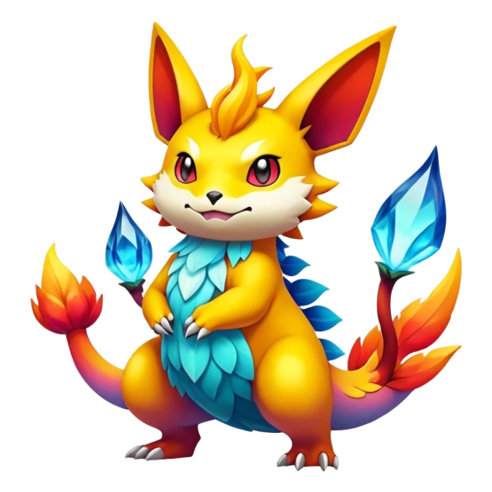 Elemental magical colorful exotic animesque Pokémon-Fakémon-animal-creature sticker