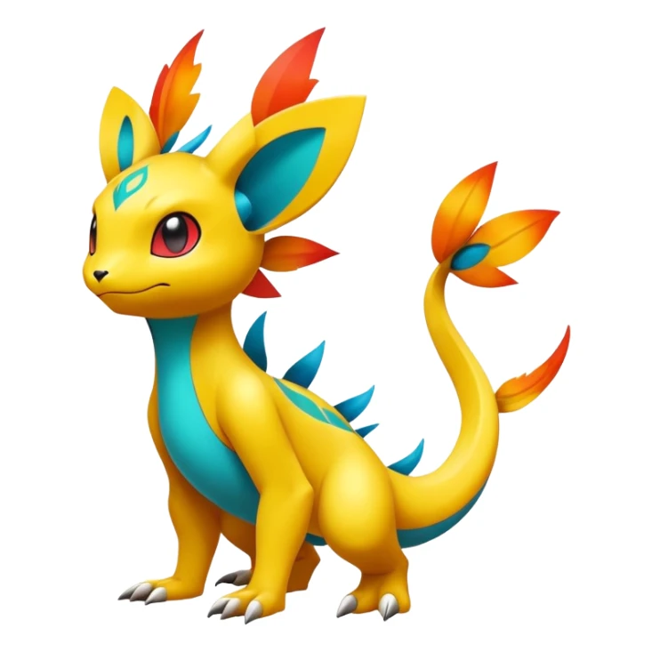 exotic fantasy-creature-Fakémon-Pokémon, full body, with random markings sticker
