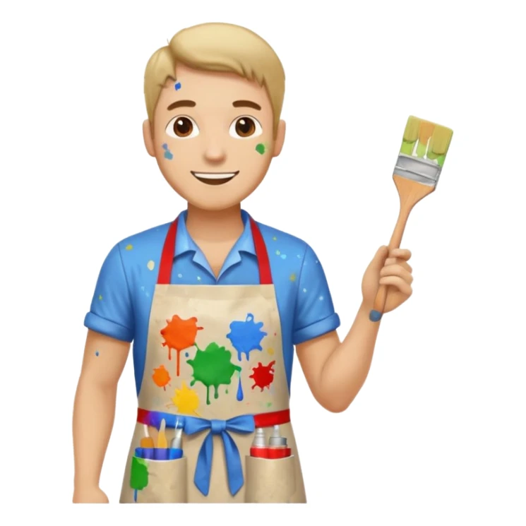 happy man painting a picture full body sticker