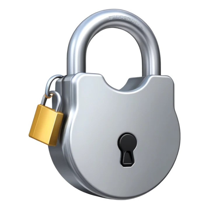 big shiny metal padlock, heavy industrial security lock sticker