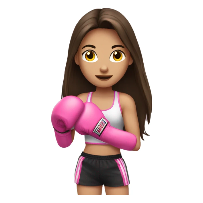 Brunette long haired girl wearing pink boxing gloves sticker