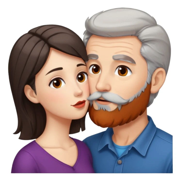 Grey haired bearded man and pretty brunette kissing  sticker
