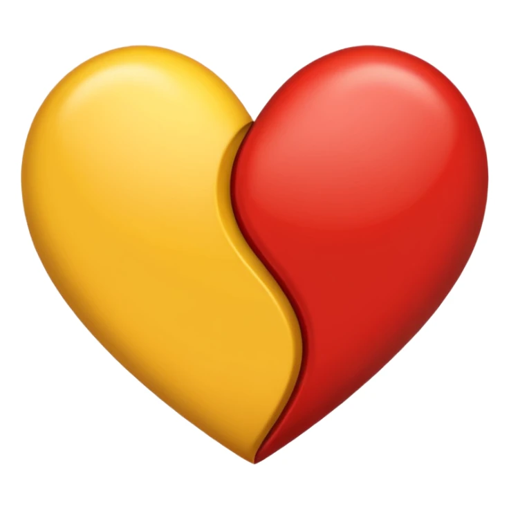 Yarısı Sarı yarısı kırmızı kalp sticker