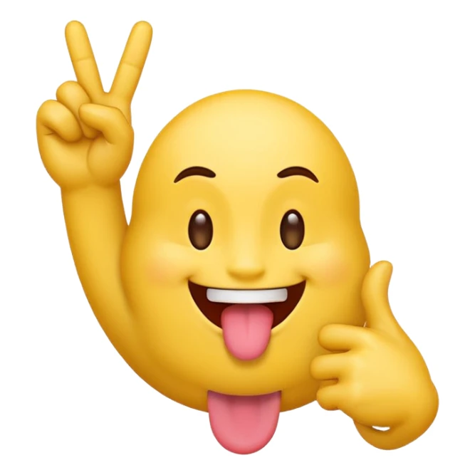 emoji with tongue sticking out and one hand touching middle finger and thumb sticker