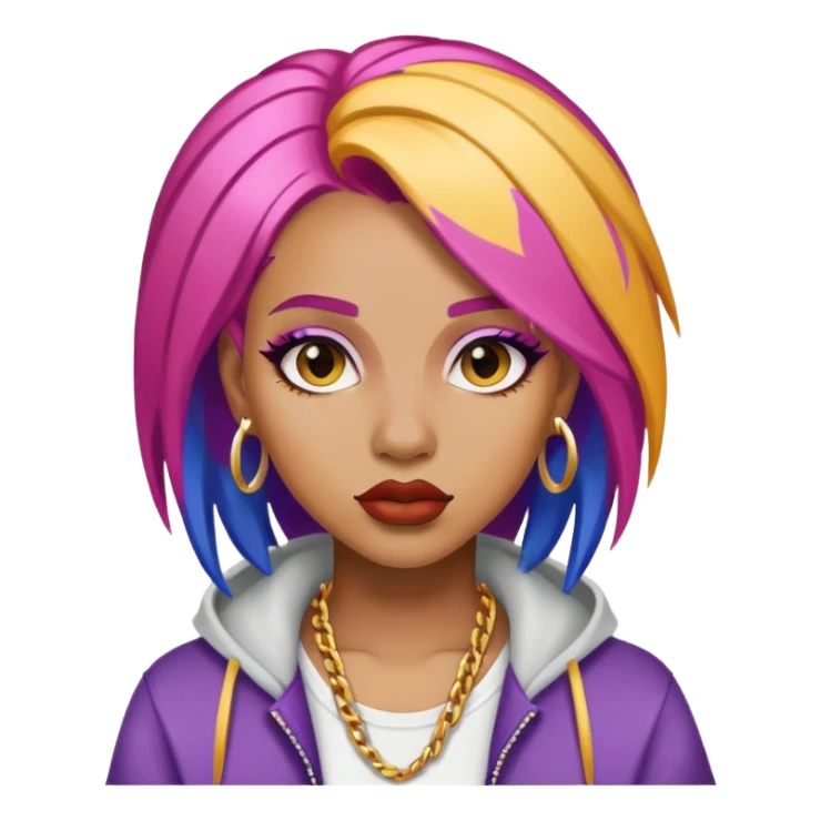 female rapper with colorful hair sticker