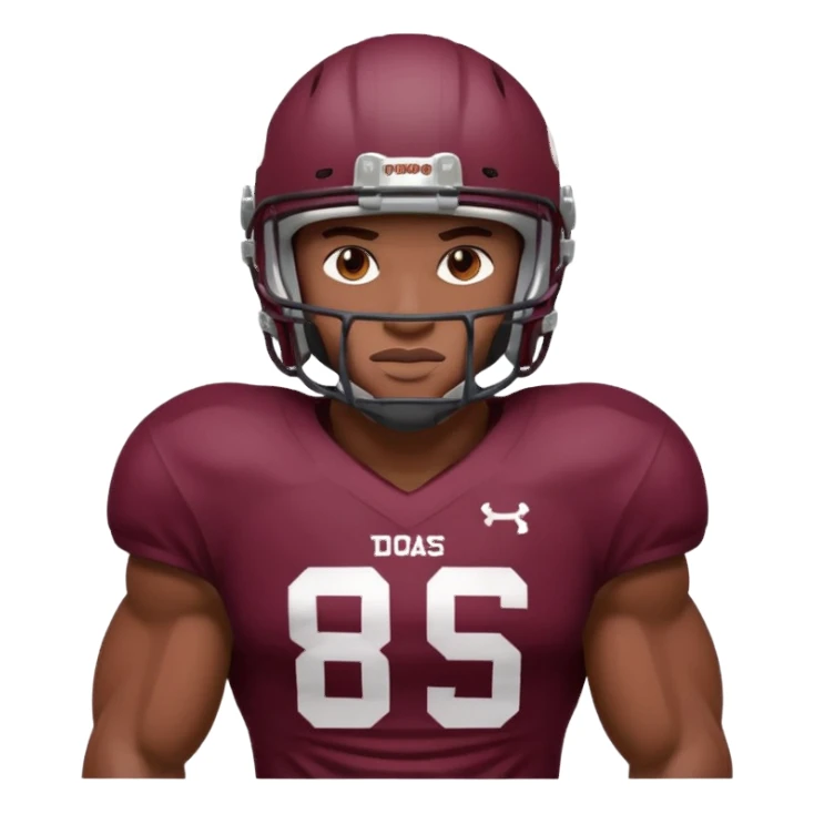 college football player Maroon color ( face and Helmet ) sticker
