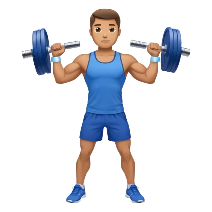 man with blue shorts doing side-lateral raise (T pose) with light dumbbells sticker