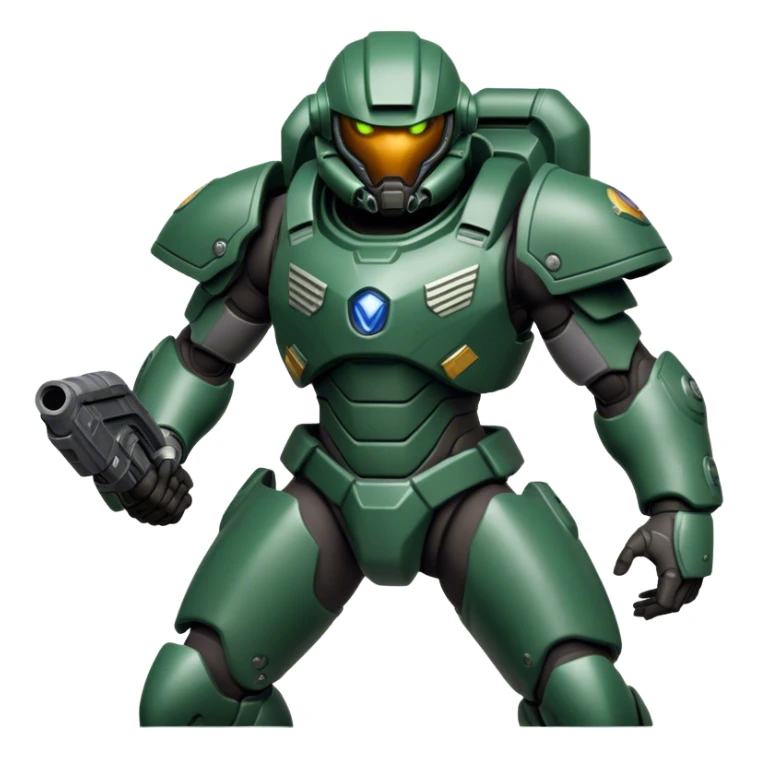 Cinematic Realistic StarCraft Terran Marine Portrait, captured in a dynamic, battle-ready stance, with every muscle defined beneath intricately detailed tactical armor in consistent dark green and grey. His steely eyes and resolute posture, rendered with dynamic, high-contrast lighting, exude raw power and relentless focus, high shine, evoking the epic spirit of a Terran Marine in combat. sticker