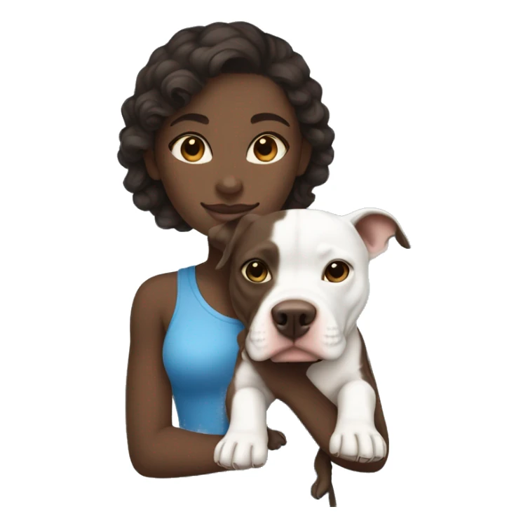 Dark Brown haired, almond skinned girl,with a blue nosed pit bull sticker