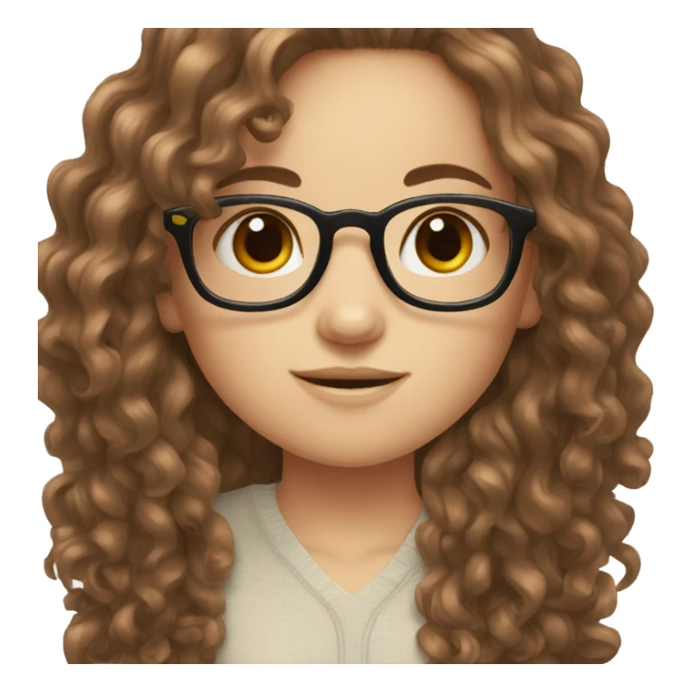 cute white girl with glasses and brown long curly hair sticker