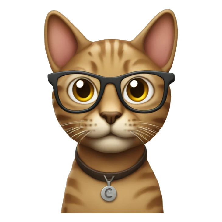 brains outside brown cat with eyeglasses  sticker