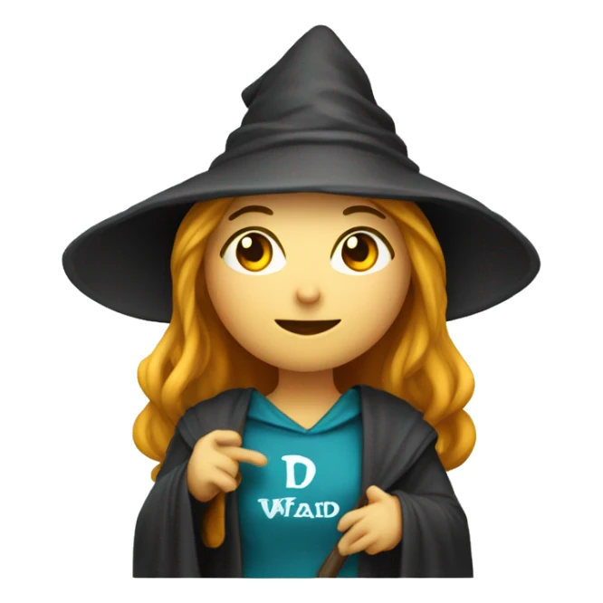 A female wizard with D50 written on her shirt sticker