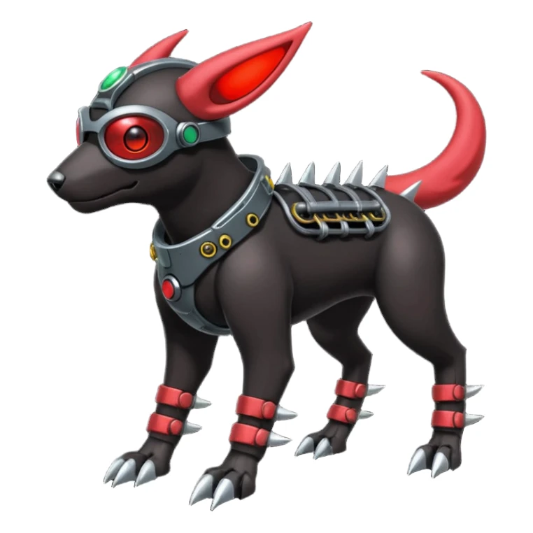 Futuristic Steampunky Punky Edgy Emo Badass Houndoom-Genesect-Pokémon-Fakémon-hybrid-creature sticker
