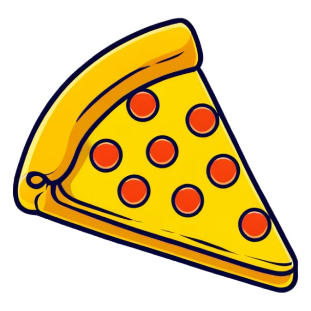 shiny golden pizza slice with gold toppings sticker