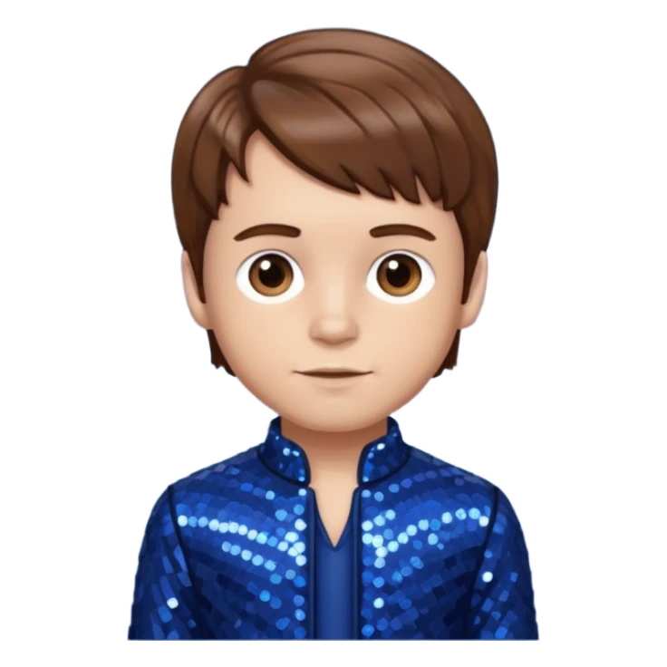 Wee Man from Jackass with brown hair, dark blue sequin outfit sticker