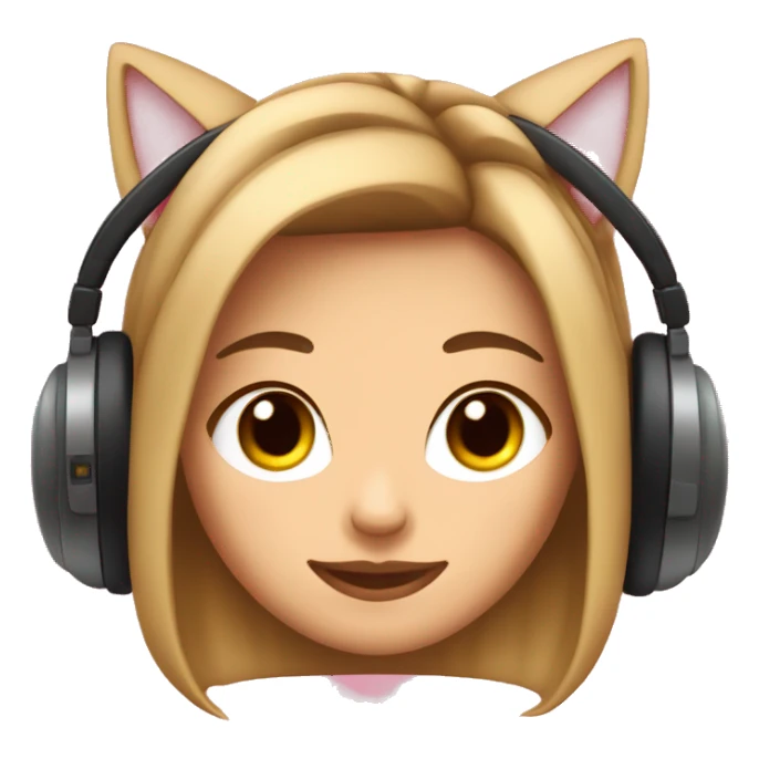 mujer streamer con audifonos con oreja de gato, pelo color rosa sticker