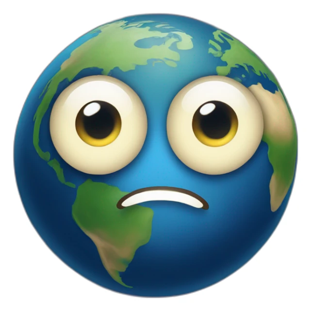 planet Earth with a cartoon highfalutin face with big confident eyes sticker