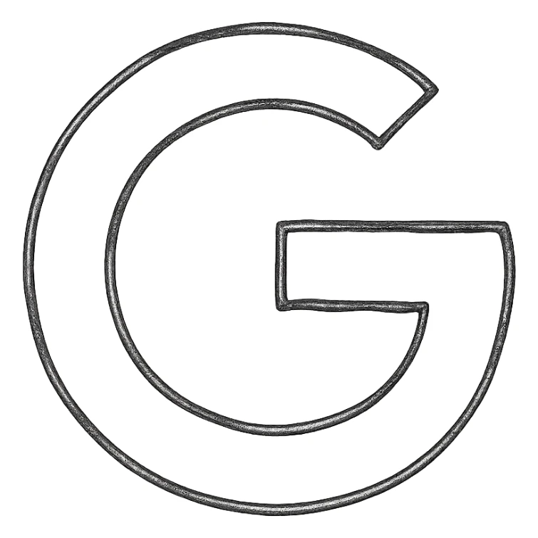 hand-drawn outlined icon inspired by the Google 'G' logo sticker