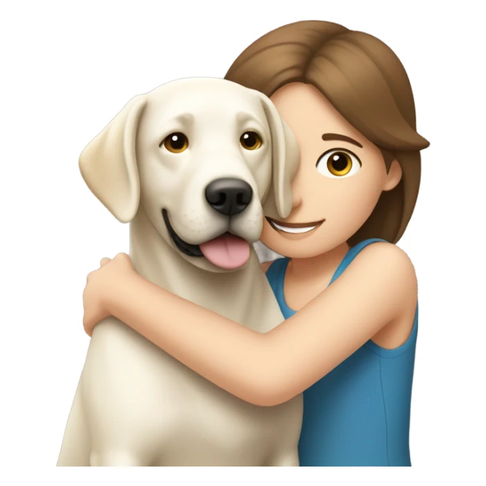 White Labrador Hugging a brown hair girl sticker