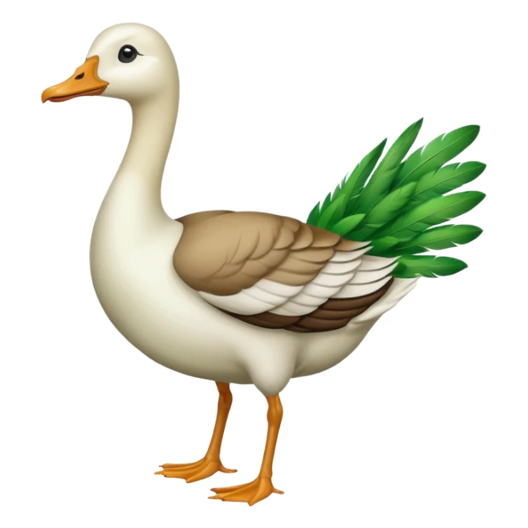 "Emoji of a running goose with a very long neck and two legs. 🪿 is the reference. The goose looks like a white goose dyed green, not a duck." sticker
