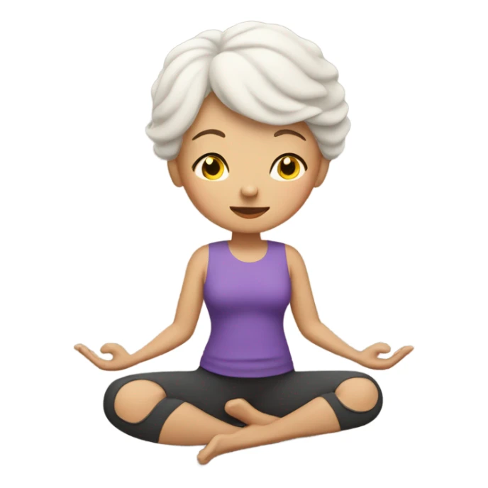 Light skin Grandma with short hair in yoga pose sticker