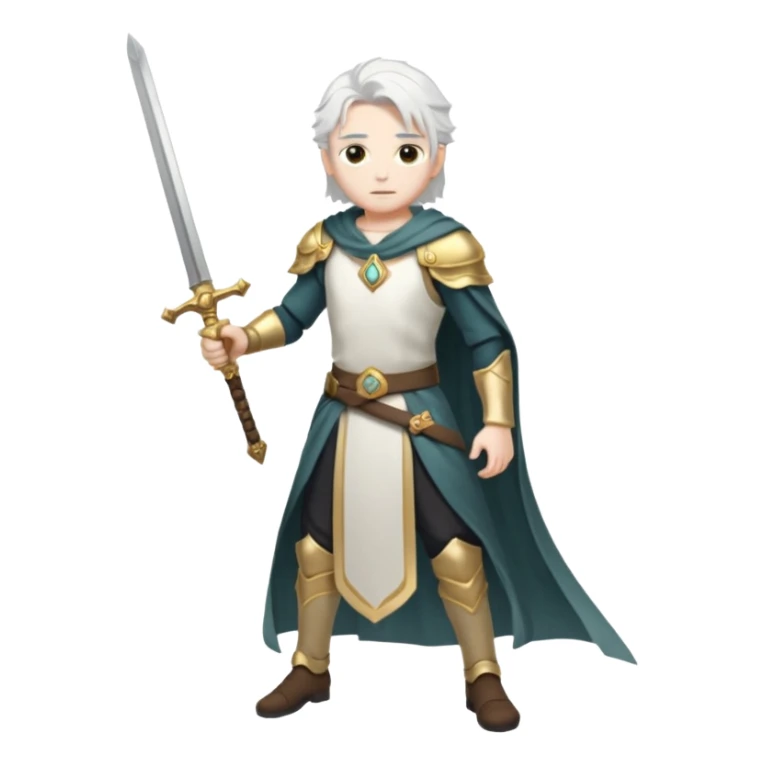 White and golden Aether (from Genshin Impact) with a sword (full body) sticker