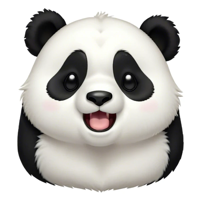 Cinematic Cute Yawning Panda Portrait Emoji, Head tilted slightly with a dramatic, wide-open yawn, showcasing a soft, plush black and white Fur with droopy ears, round eyes barely open in drowsy contentment, Simplified yet irresistibly adorable features, highly detailed, glowing with a soft, cozy glow, high shine, relaxed yet expressive, stylized with a touch of gentle whimsy, bright and endearing, soft glowing outline, capturing the essence of a sleepy yet affectionate panda, so drowsy it feels like it could stretch right out of the screen and curl up for a nap! sticker