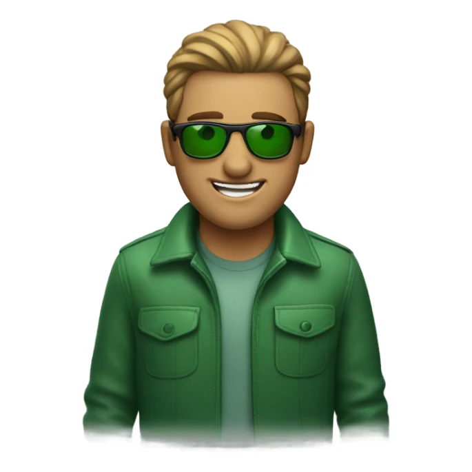 Smiling man with sunglasses and green eyes sticker