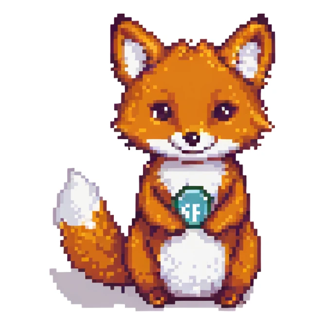 fox emote for twitch, saying Hi, cute and expressive, pixel art style sticker