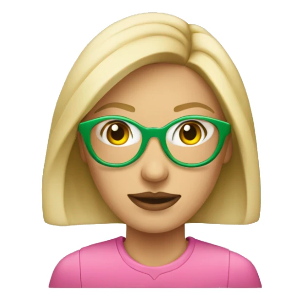 Mujer rubia con lentes rosados y ojos verdes  sticker