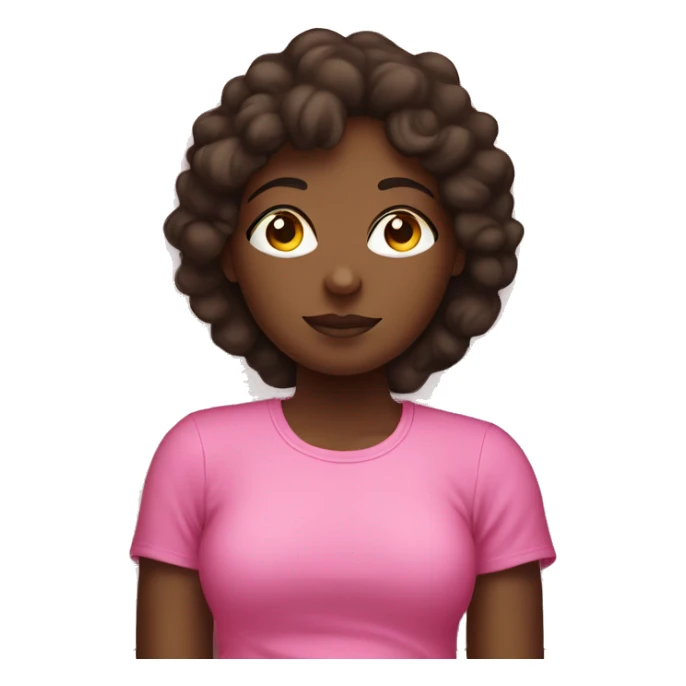 dark brown girl with pink shirt laying down on pillow sticker