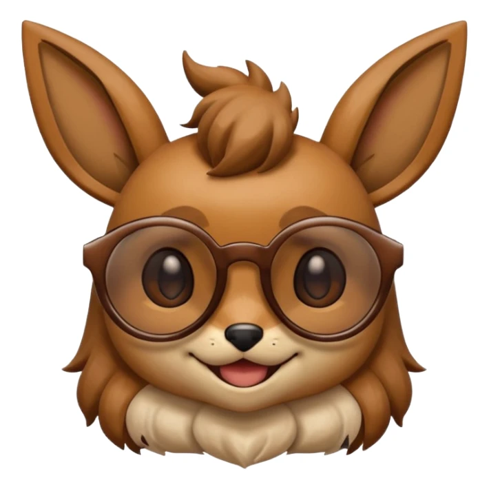 Eevee de Pokémon con gafas de sol y sonrisa, estilo emoji divertido sticker