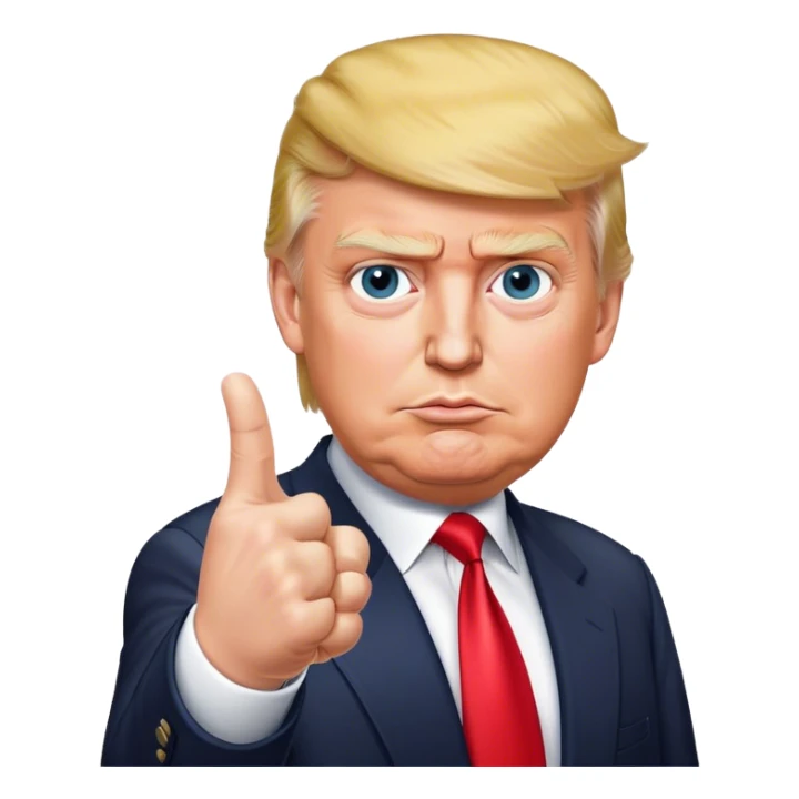 Super realistic Donald Trump pointing index finger up, realistic face sticker