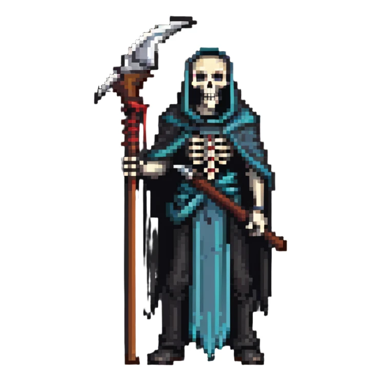 Grim reaper with scythe, skull face, death personified sticker