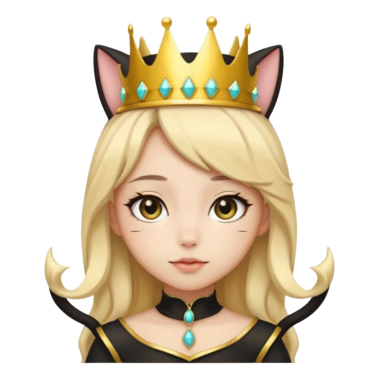 queen black cat kawaii girl sticker