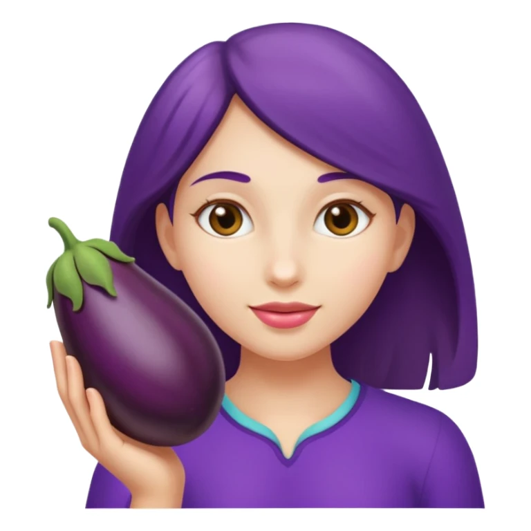 girl holding brinjal sticker