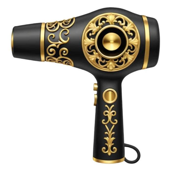 black blow dryer covered in jewelry sticker