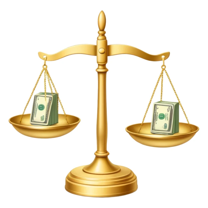 gold scale with dollar bills on one side and beauty products on the other side sticker