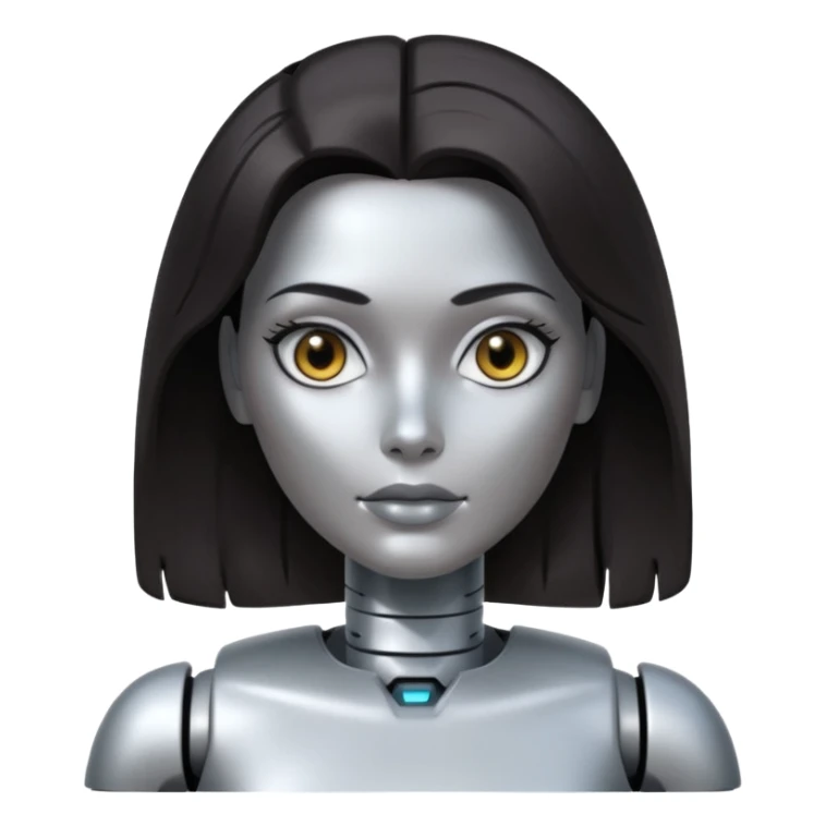 female robot with dark hair more metalic face sticker
