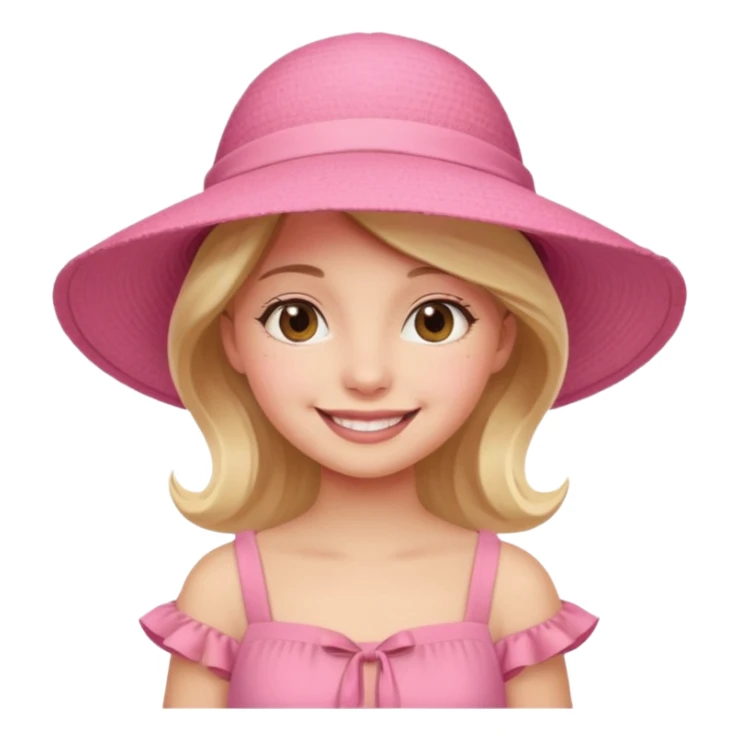 Girl in pink dress and sunhat smiling sticker