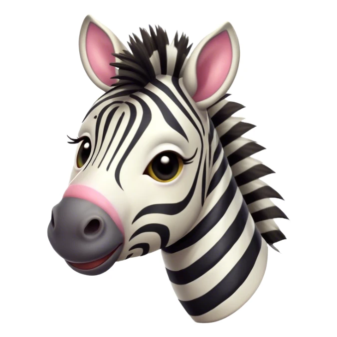 Cinematic Comical Zebra Portrait Emoji, Head tilted dramatically with an exaggeratedly amused expression, featuring a striking, glossy striped Fur with bold contrasts and wide, expressive eyes filled with playful disbelief, Simplified yet hilariously expressive features, highly detailed, glowing with a slightly sassy glow, high shine, dramatic yet playful, stylized with an air of cheeky savannah mischief, bright and endearing, soft glowing outline, capturing the essence of a spirited and over-the-top zebra, so meme-worthy it feels like it could prance its way into internet fame instantly! sticker