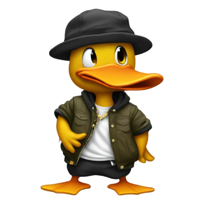 A duck dressed like a rapper rapping sticker