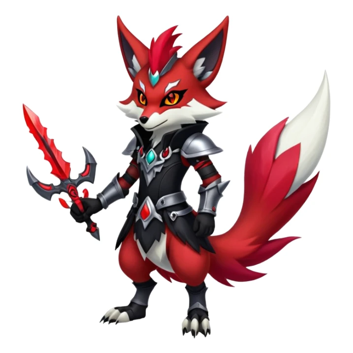 Shiny Exotic Gothic Badass Anthropomorphic Delphox-Zoroark-Zangoose-hybrid-creature sticker