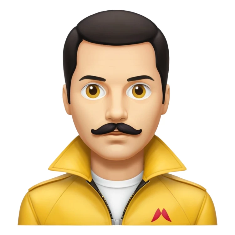 Freddie Mercury with mustache and yellow jacket sticker