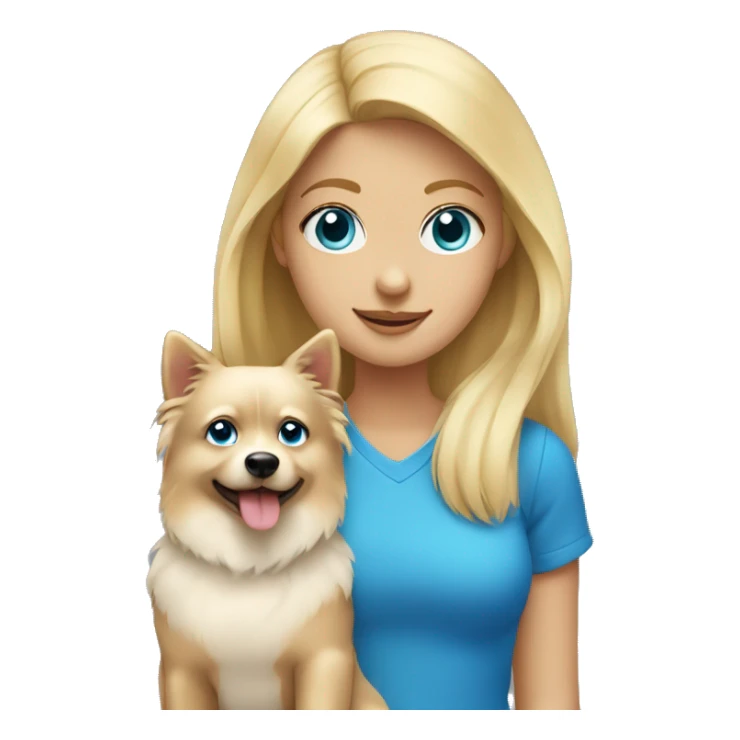 Blonde girl blue eyes holding spitz  sticker
