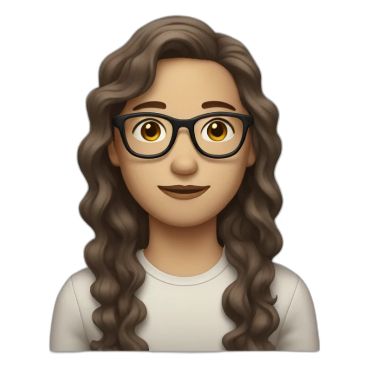 Non binary with pale skin long wavy brown hair glasses sticker