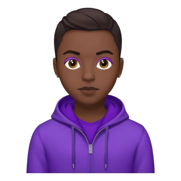 Quincy Brown with dark brown hair, purple outfit sticker