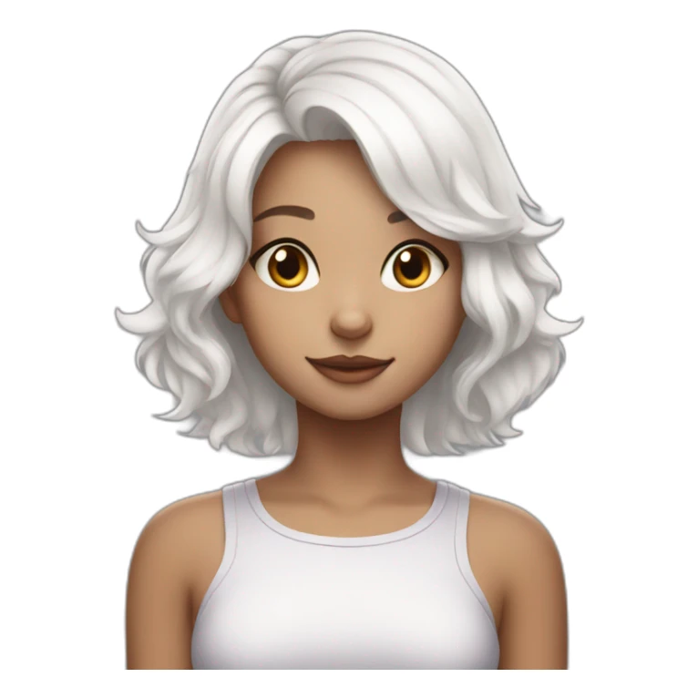 young cat girl with white hair sticker