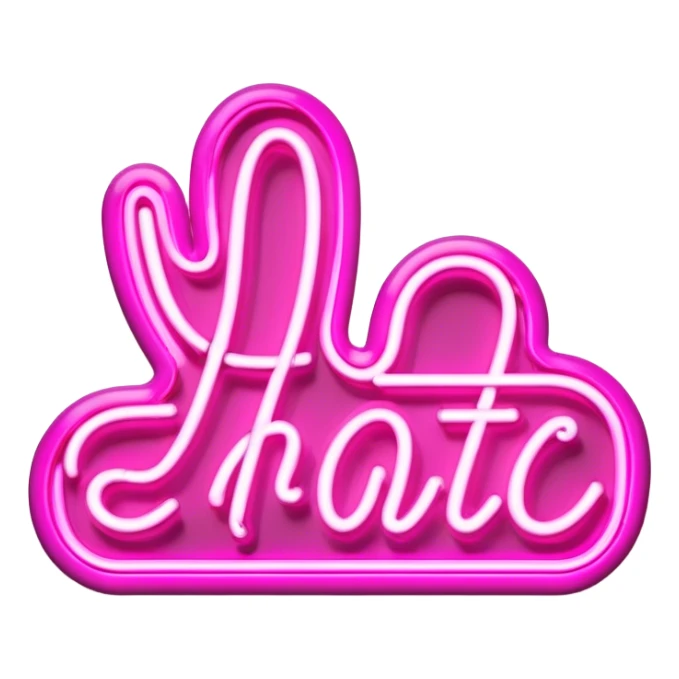 pink neon sign with the word hot sticker